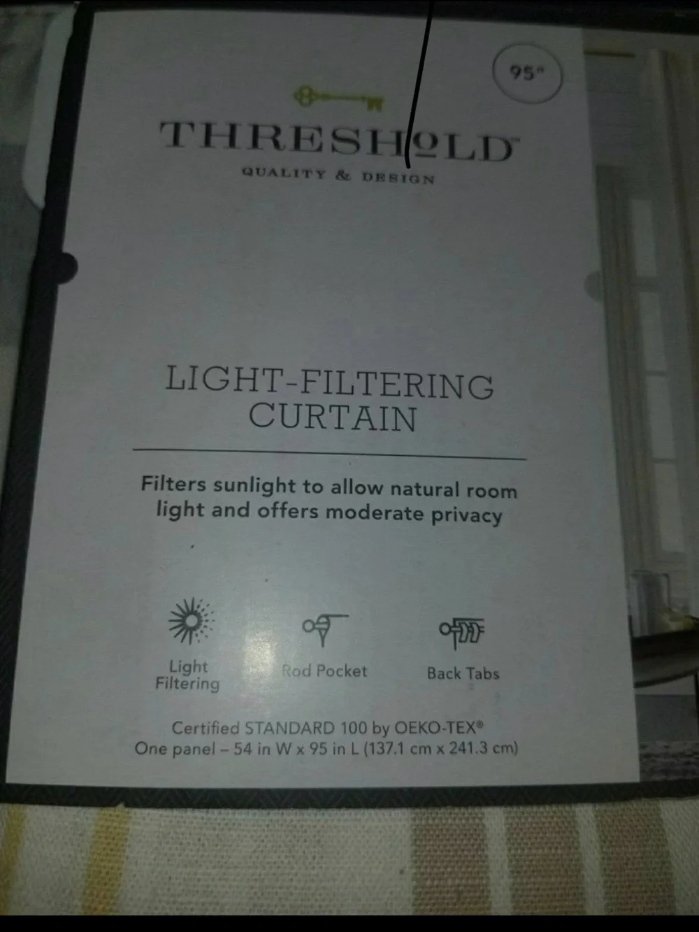 Threshold Light-Filtering Curtain Panel in Ivory with Yellow & Tan Stripes